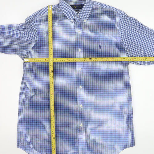 Ralph Lauren Men's Blue Check Classic Fit Cotton Button-Up Shirt M