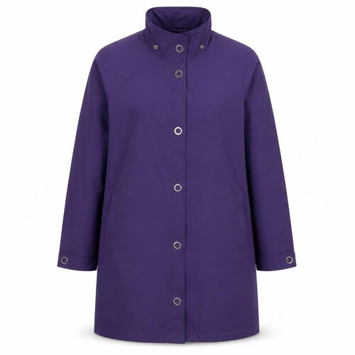Four Seasons Women's Purple Long Rain Coat M Water Resistant Classic Style