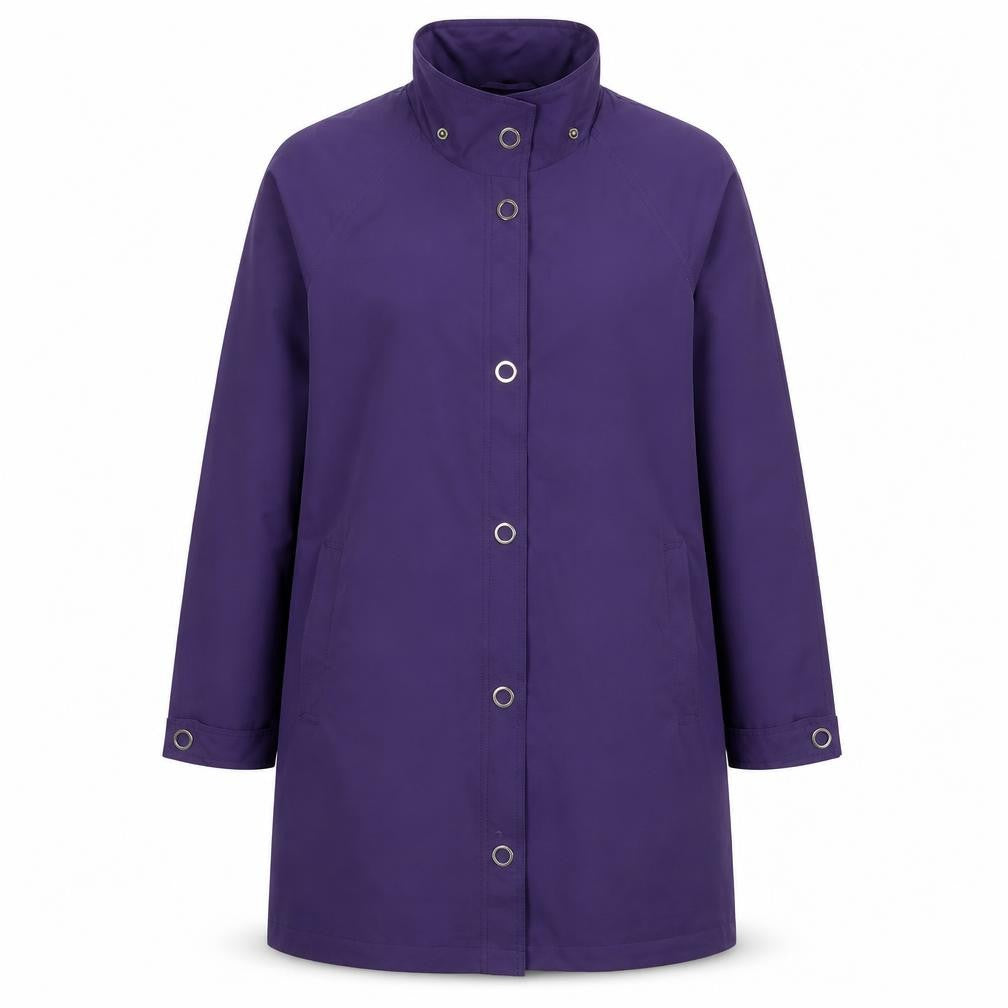 Four Seasons Women's Purple Long Rain Coat M Water Resistant Classic Style