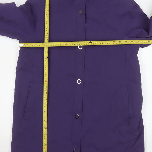 Four Seasons Women's Purple Long Rain Coat M Water Resistant Classic Style