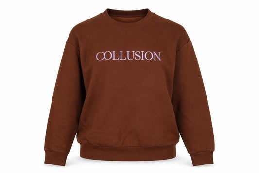 Front view of Collusion Women Brown Logo Pullover Sweatshirt UK 10