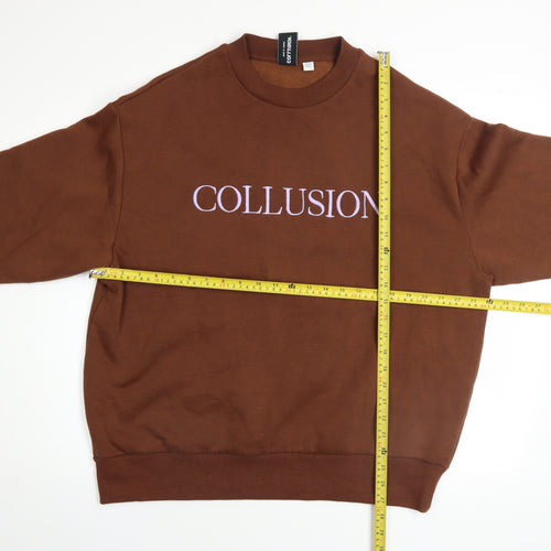 Collusion Women Brown Logo Pullover Sweatshirt UK 10