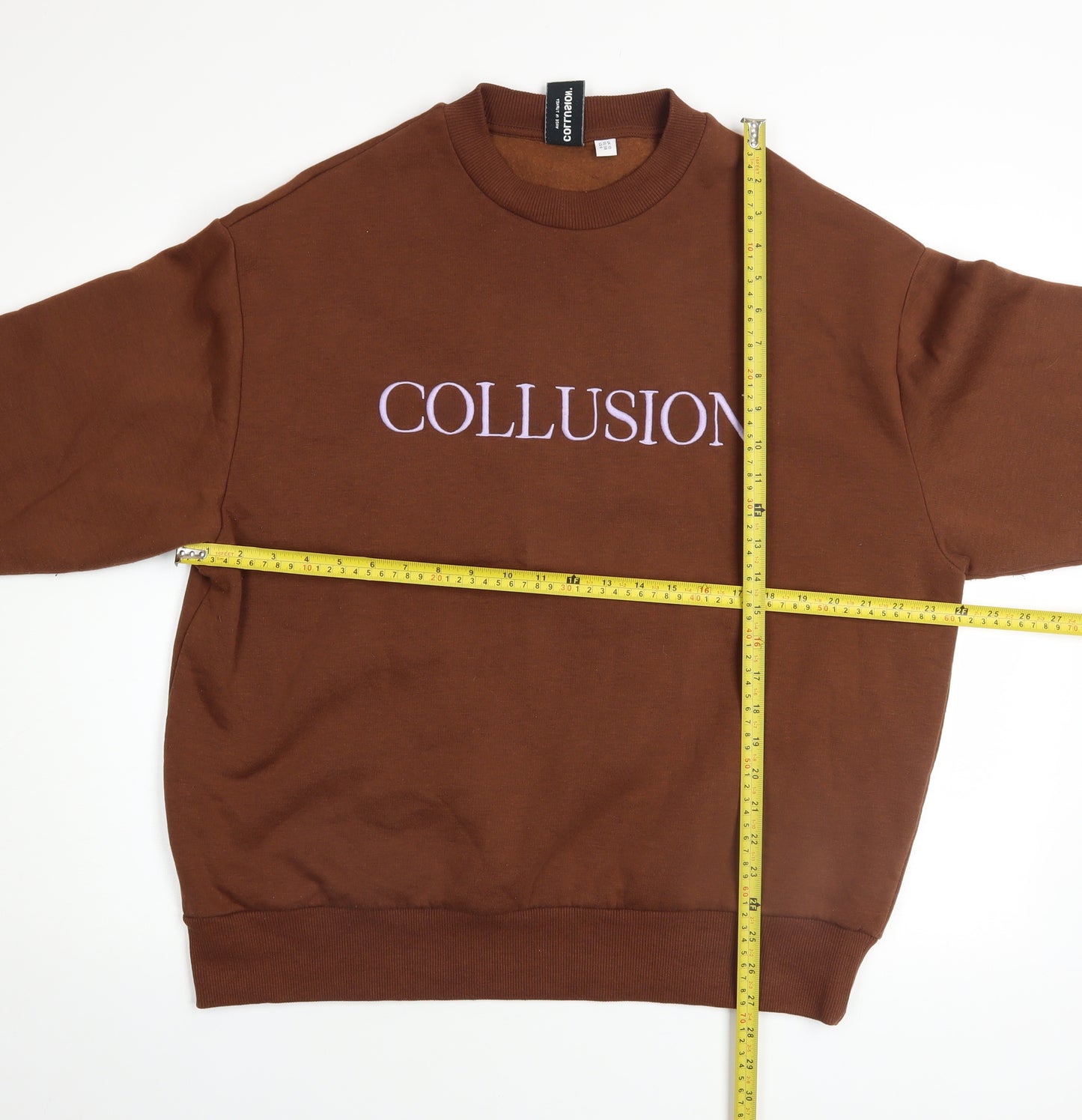 Collusion Women Brown Logo Pullover Sweatshirt UK 10