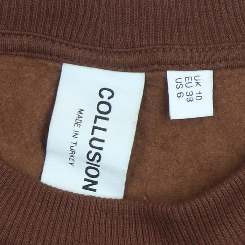 Collusion Women Brown Logo Pullover Sweatshirt UK 10