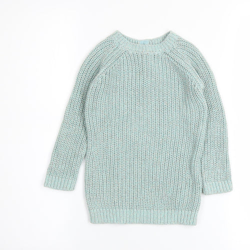 Next Girls Blue Long Sleeve Crew Neck Cotton Knit Jumper 1½-2 Years