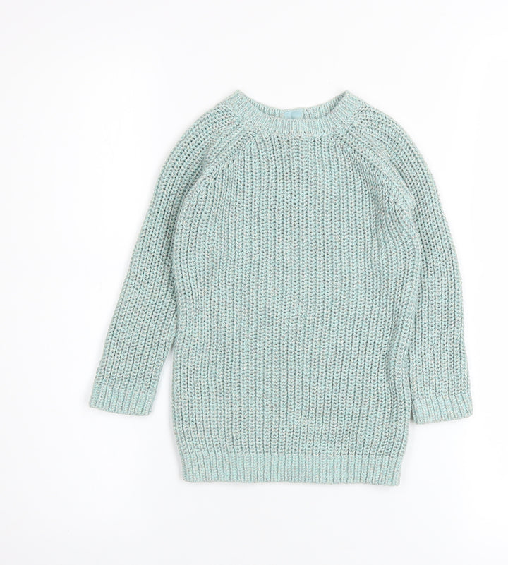 Next Girls Blue Long Sleeve Crew Neck Cotton Knit Jumper 1½-2 Years
