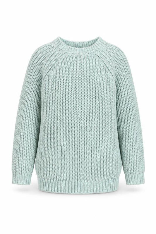 Front view of Next girls’ blue long sleeve crew neck cotton knit jumper 11⁄2-2 years