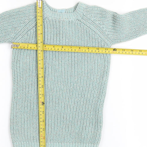 Next Girls Blue Long Sleeve Crew Neck Cotton Knit Jumper 1½-2 Years