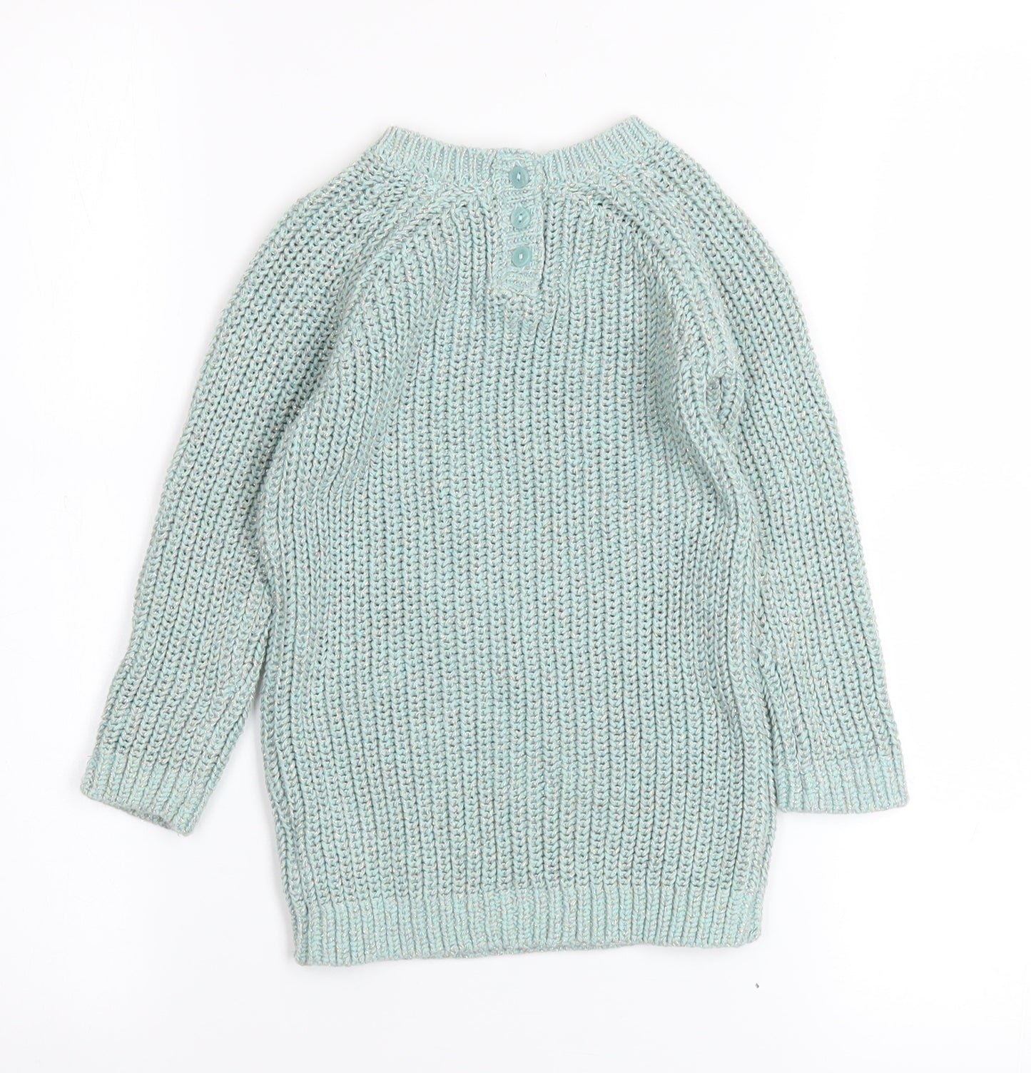 Next Girls Blue Long Sleeve Crew Neck Cotton Knit Jumper 1½-2 Years