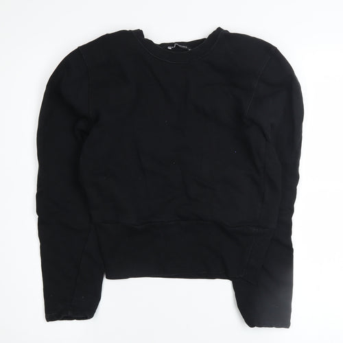 Zara Women Black Crew Neck Cotton Pullover Jumper Size 8