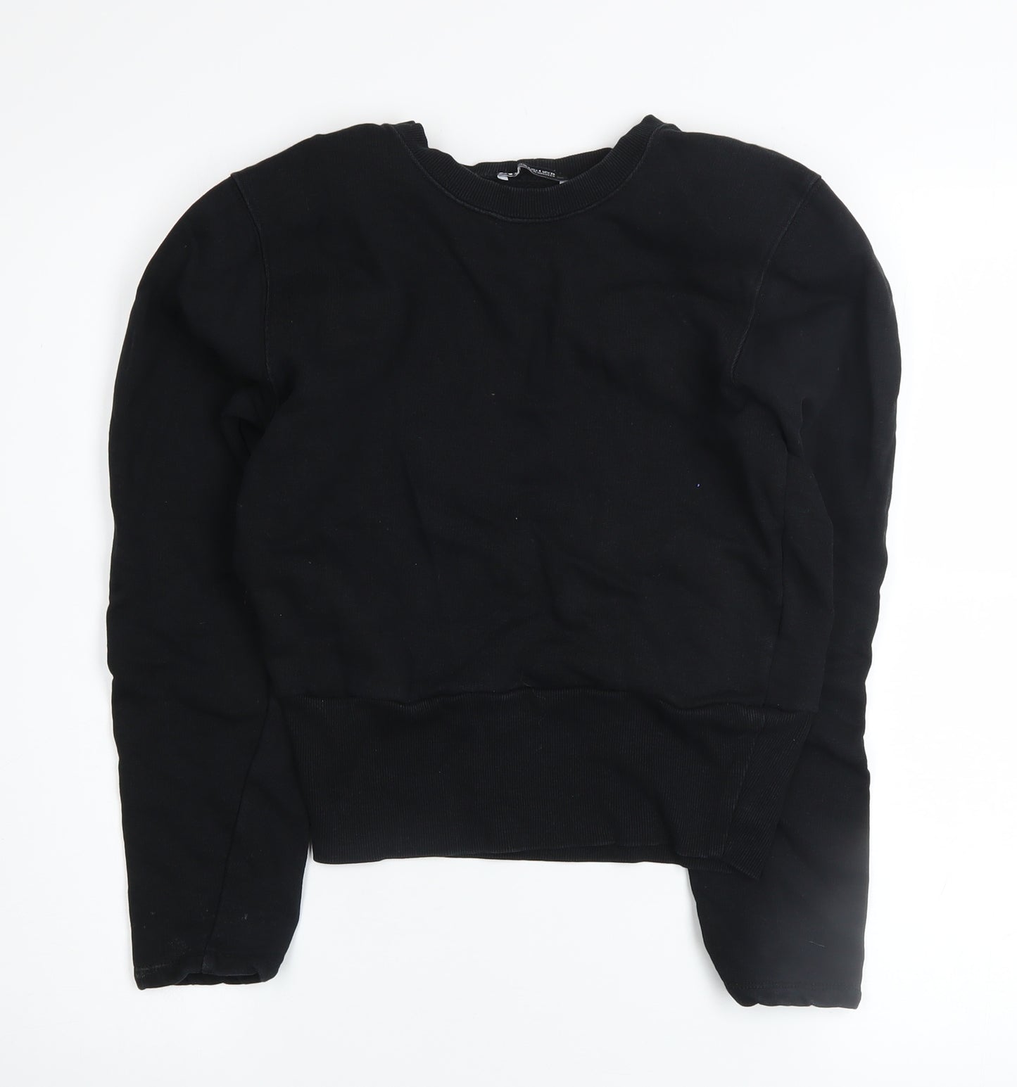 Zara Women Black Crew Neck Cotton Pullover Jumper Size 8