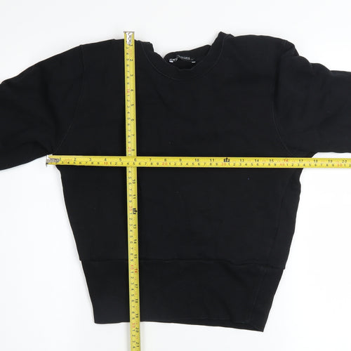Zara Women Black Crew Neck Cotton Pullover Jumper Size 8