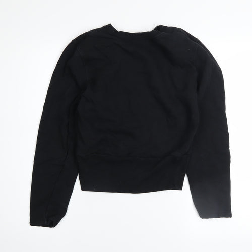 Zara Women Black Crew Neck Cotton Pullover Jumper Size 8