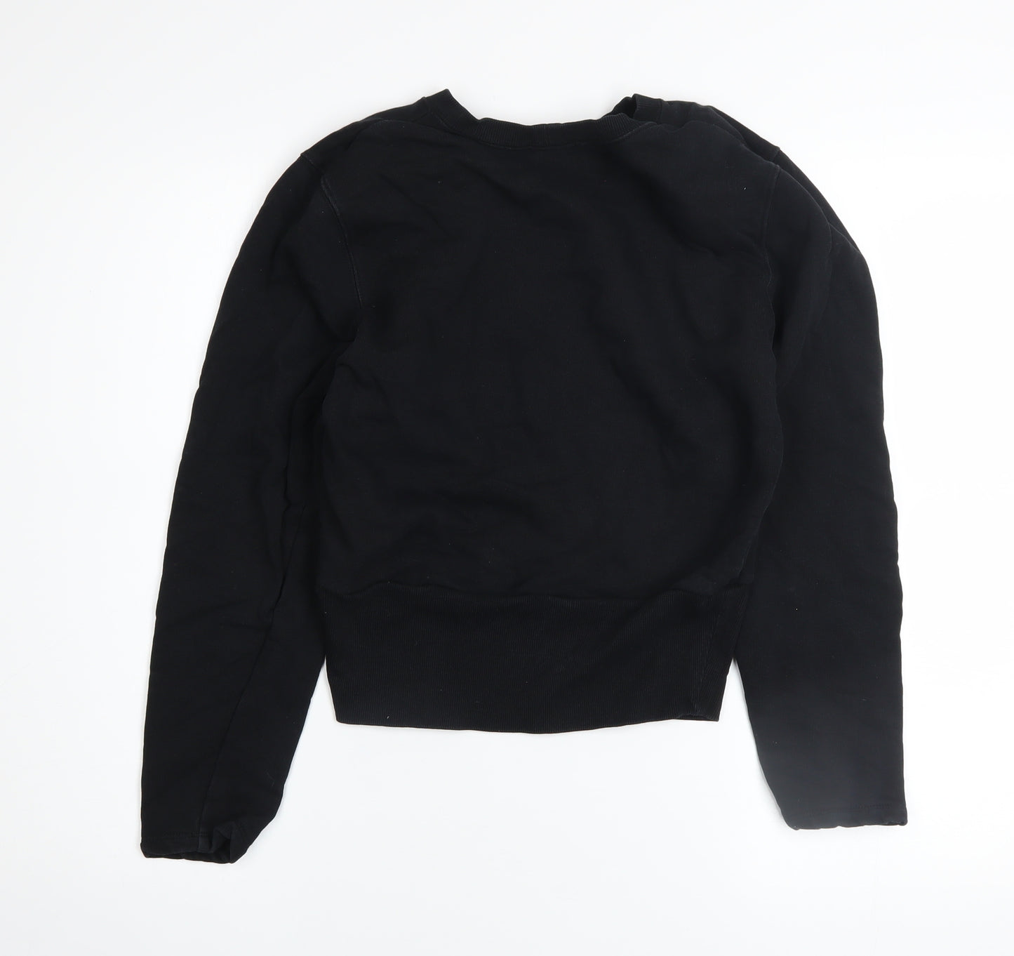 Zara Women Black Crew Neck Cotton Pullover Jumper Size 8