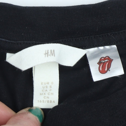 H&M Men's Black Rolling Stones Graphic Rock Band T-Shirt Size S