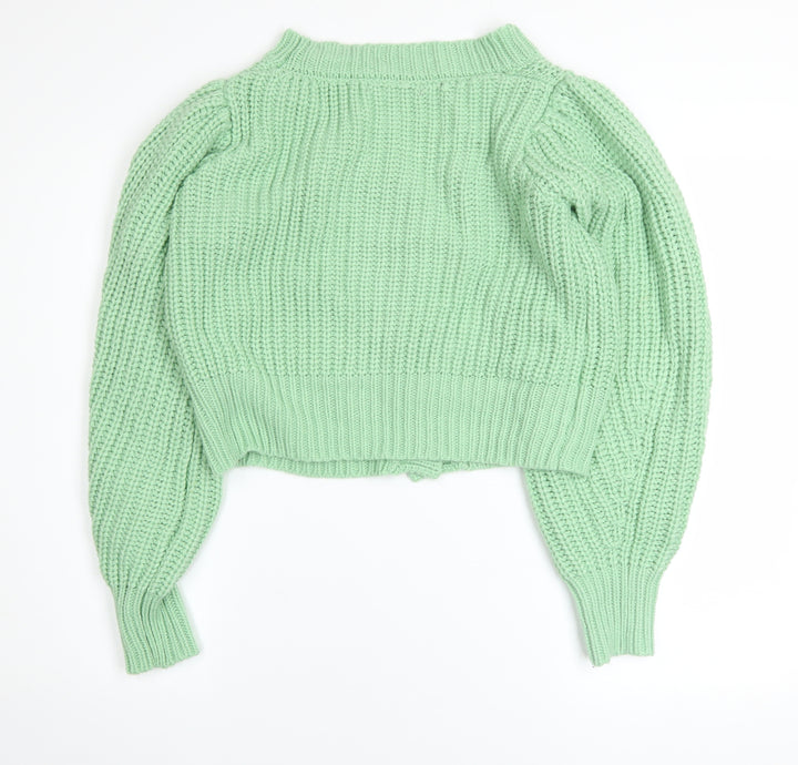 Very Womens Green Chunky Knit Button Cardigan Size 12