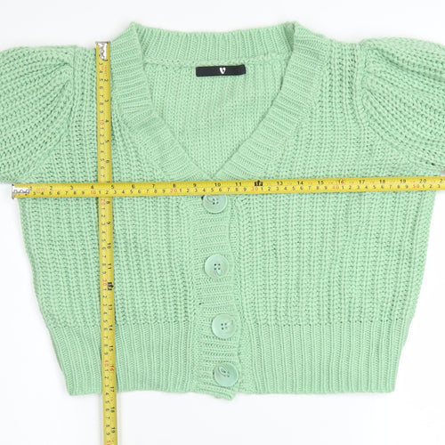 Very Womens Green Chunky Knit Button Cardigan Size 12