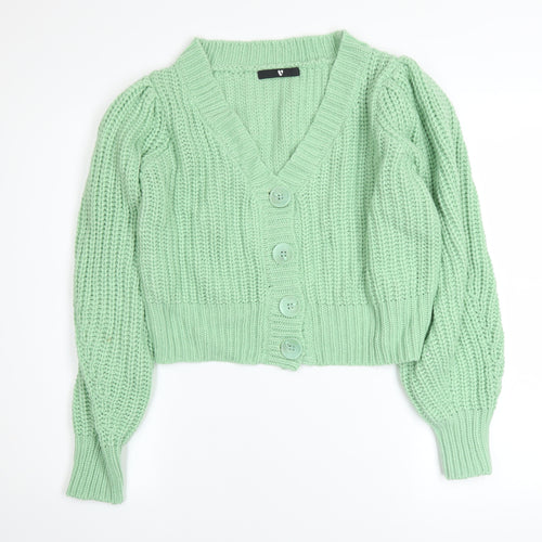 Very Womens Green Chunky Knit Button Cardigan Size 12