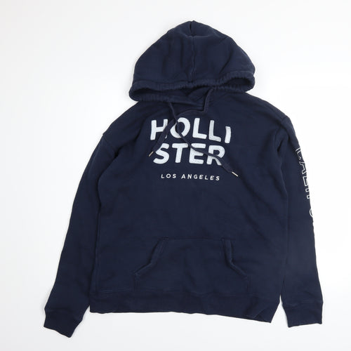 Hollister Men’s Blue Pullover Hoodie M Logo Fleece Sweatshirt