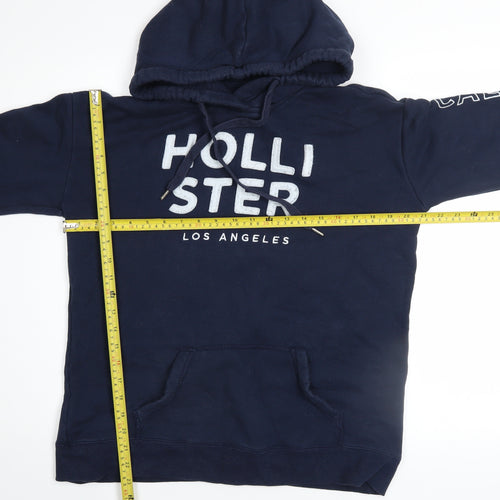Hollister Men’s Blue Pullover Hoodie M Logo Fleece Sweatshirt
