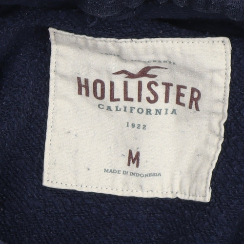 Hollister Men’s Blue Pullover Hoodie M Logo Fleece Sweatshirt