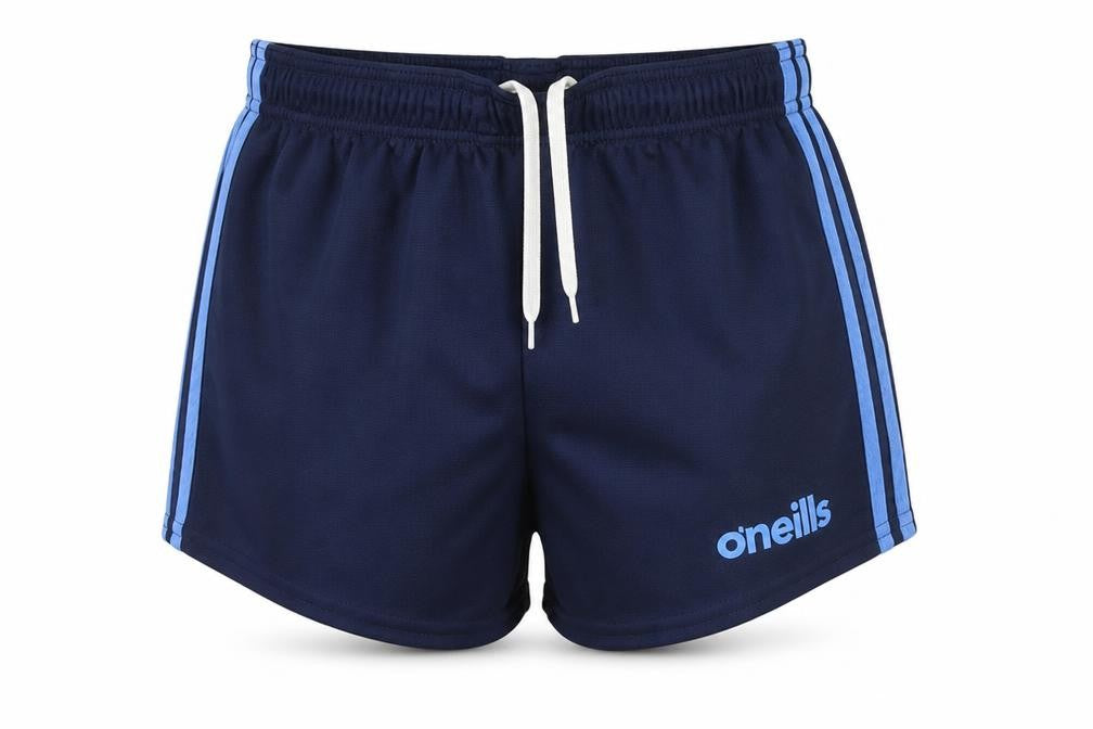 Front view of O'Neill boys’ blue 26in athletic shorts drawstring waist polyester