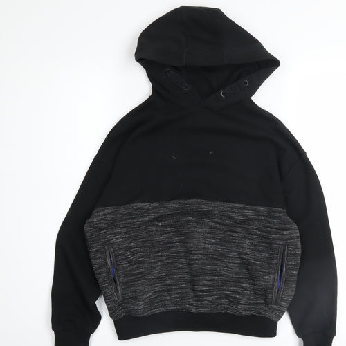 Marks and Spencer Boys Black Pullover Hoodie 9-10 Years Cotton Blend