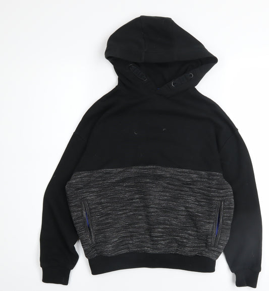 Marks and Spencer Boys Black Pullover Hoodie 9-10 Years Cotton Blend