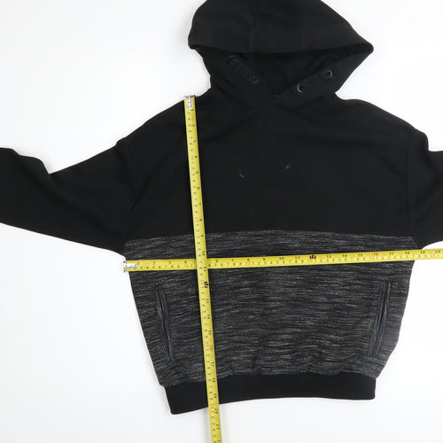 Marks and Spencer Boys Black Pullover Hoodie 9-10 Years Cotton Blend