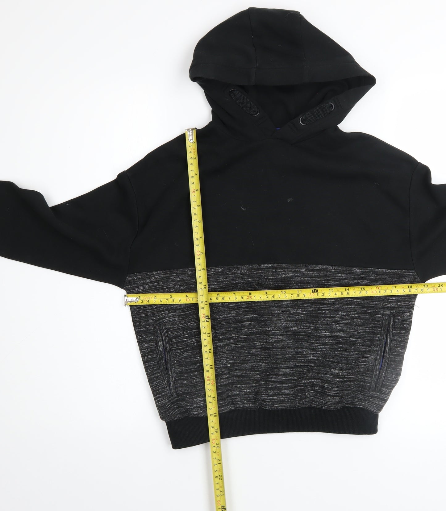 Marks and Spencer Boys Black Pullover Hoodie 9-10 Years Cotton Blend