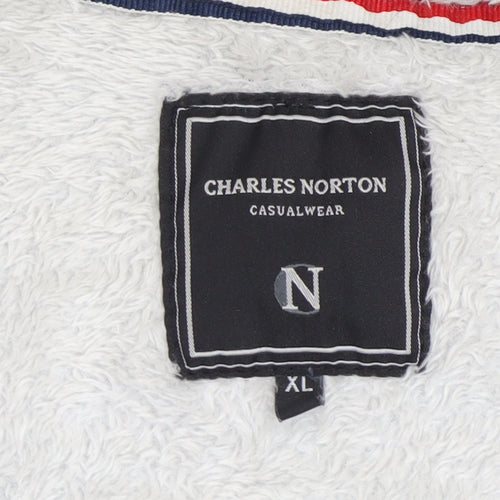 Charles Norton Men's Grey Full Zip Fleece Sweatshirt XL