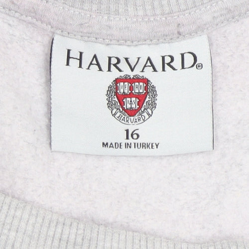 Harvard Women's Grey Pullover Sweatshirt Size 16 Cotton Blend