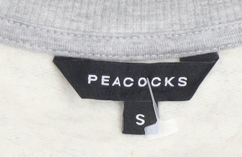 Peacocks Womens Grey Christmas Reindeer Heart Pullover Sweatshirt Size S