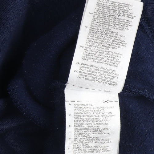 Adidas Men's Navy Full Zip Hoodie Small Trefoil Logo Fleece Cotton Blend