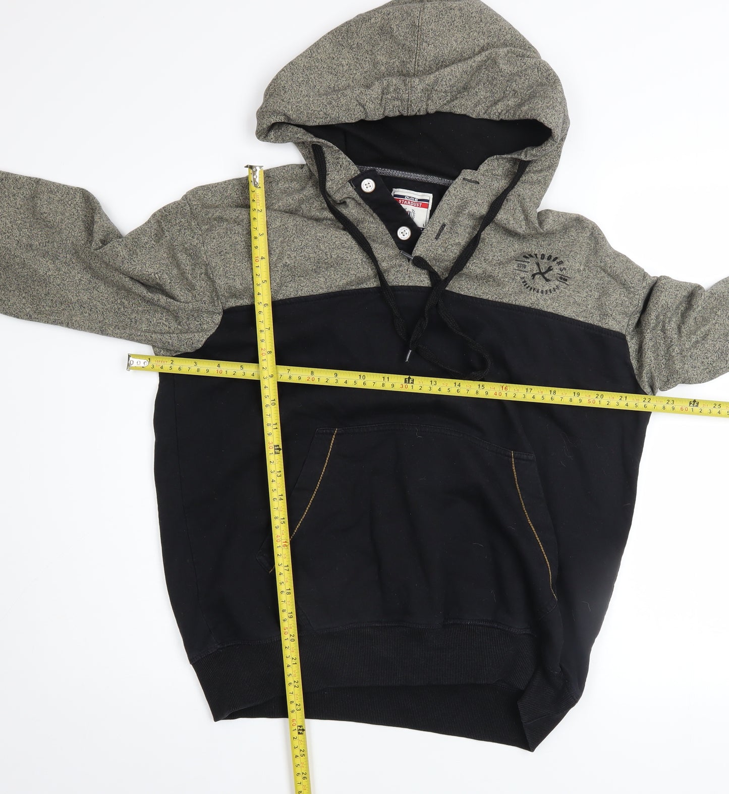 Duke Stardust Boys Grey & Black Pullover Hoodie Size L with Kangaroo Pocket