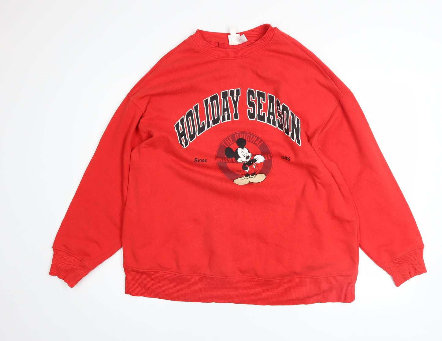 H&M Disney Women's Red Mickey Mouse Holiday Season Sweatshirt XS