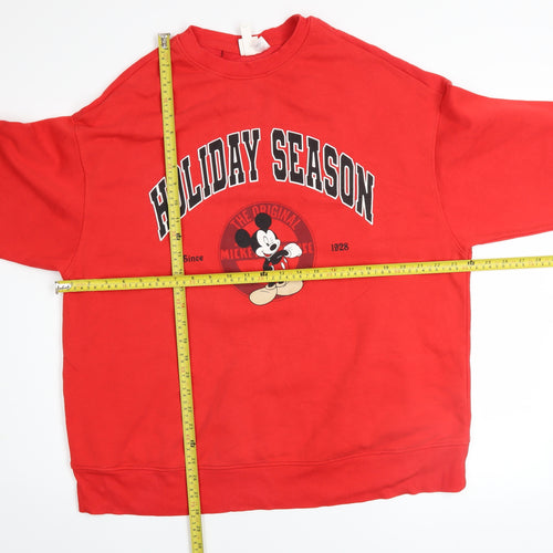 H&M Disney Women's Red Mickey Mouse Holiday Season Sweatshirt XS