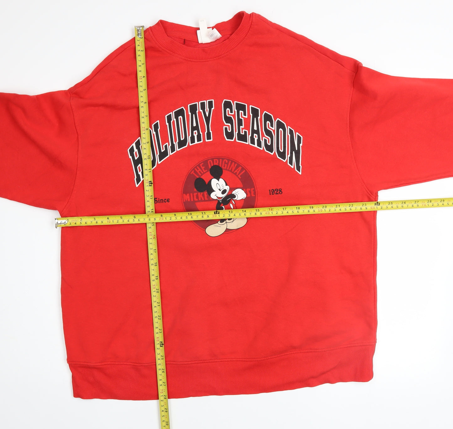 H&M Disney Women's Red Mickey Mouse Holiday Season Sweatshirt XS