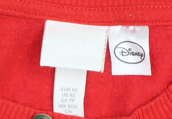 H&M Disney Women's Red Mickey Mouse Holiday Season Sweatshirt XS