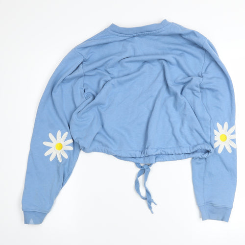 Neon Sheep Women's Blue Daisy Print Drawstring Pullover Sweatshirt Size M