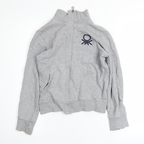 United Colors of Benetton Boys Grey Full Zip Sweatshirt 8-9 Years Cotton Blend