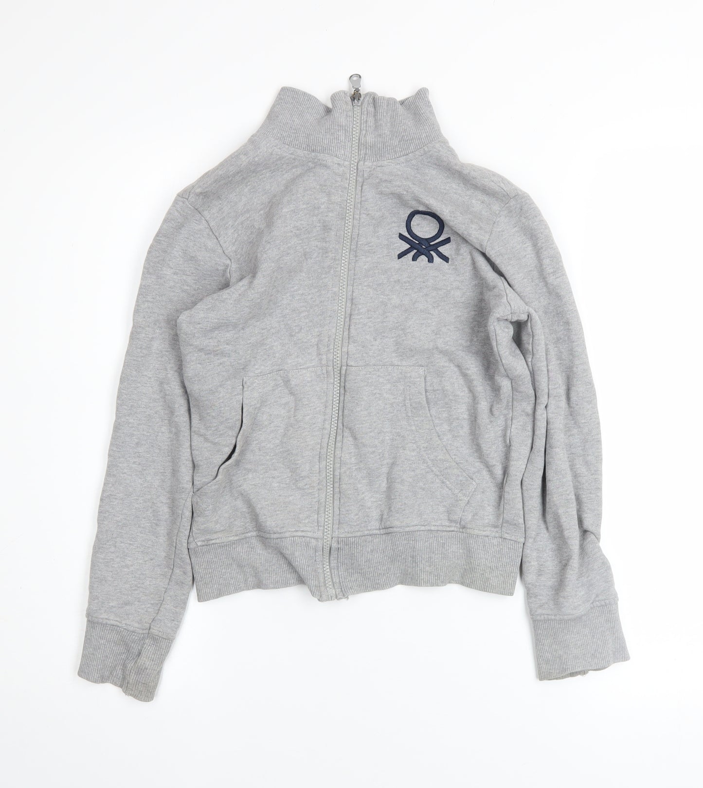 United Colors of Benetton Boys Grey Full Zip Sweatshirt 8-9 Years Cotton Blend