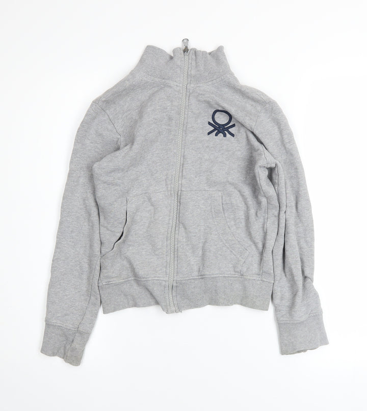 United Colors of Benetton Boys Grey Full Zip Sweatshirt 8-9 Years Cotton Blend