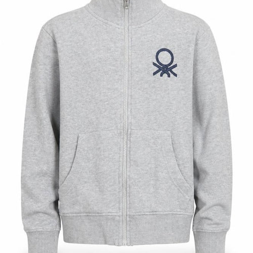United Colors of Benetton Boys Grey Full Zip Sweatshirt 8-9 Years Cotton Blend