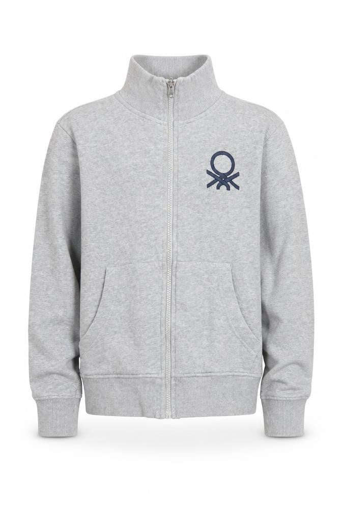 United Colors of Benetton Boys Grey Full Zip Sweatshirt 8-9 Years Cotton Blend
