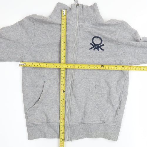 United Colors of Benetton Boys Grey Full Zip Sweatshirt 8-9 Years Cotton Blend