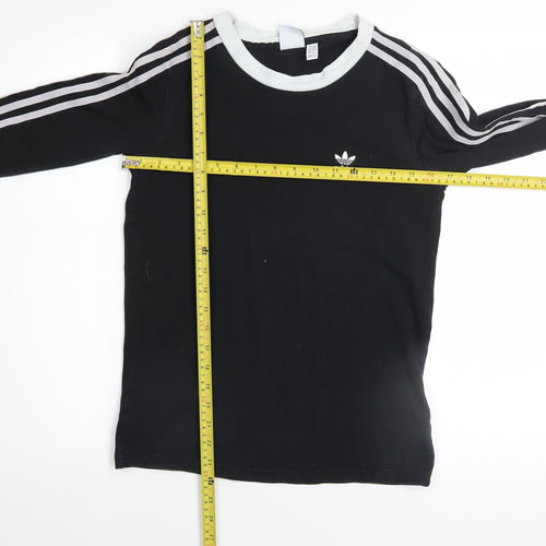 Adidas Womens Black Long Sleeve 3-Stripes Crew Neck T-Shirt Size 6