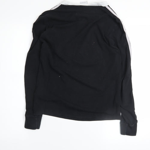 Adidas Womens Black Long Sleeve 3-Stripes Crew Neck T-Shirt Size 6