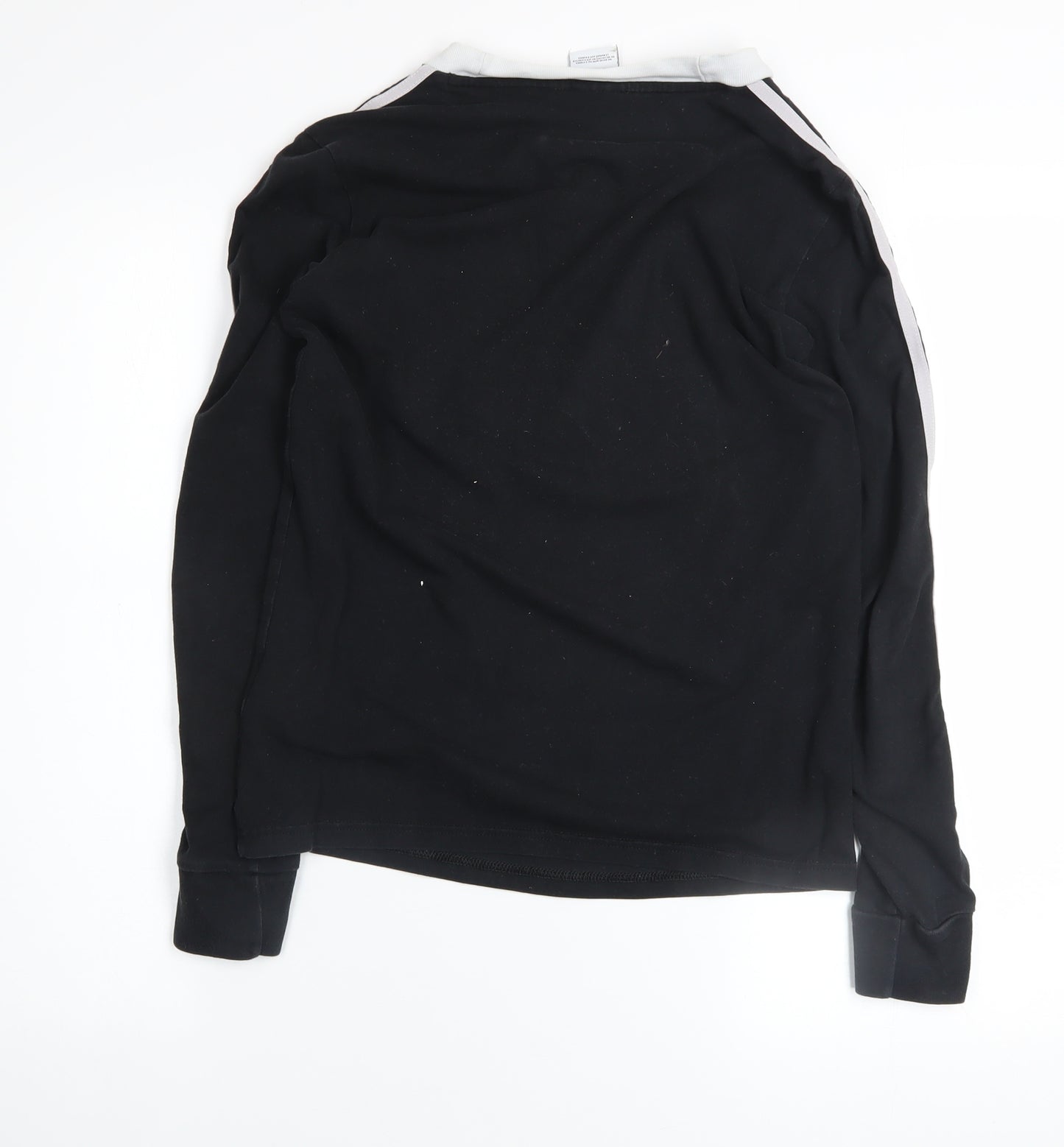 Adidas Womens Black Long Sleeve 3-Stripes Crew Neck T-Shirt Size 6