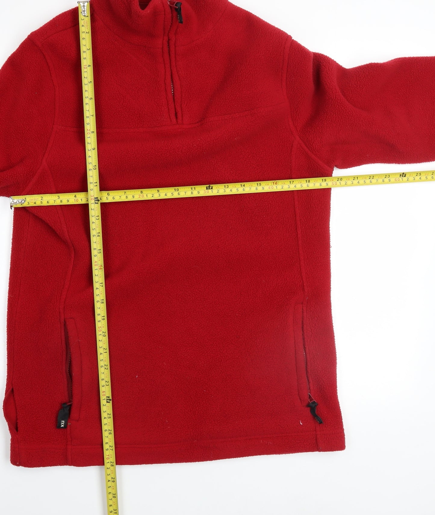 MX Men’s Red Fleece 1/4 Zip Pullover Sweatshirt Medium